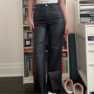SHEIN Black Faux Leather Trousers